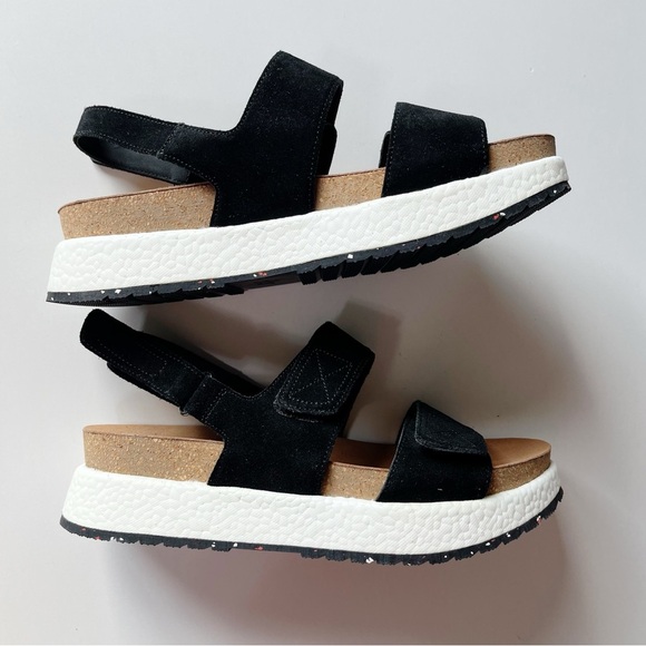 OTBT Women's Size 8 Black Suede Leather Wandering Platform Sandals Adjustable - Picture 5 of 13